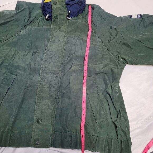 VINTAGE 90s Tommy‎ Hilfiger green packable hood windbreaker gorpcore jacket L - Picture 11 of 11